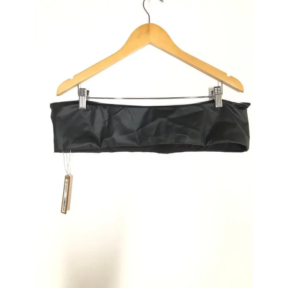 SKIMS Micro Pleather Swim Bandeau Bikini Top Onyx NWT Size 3X